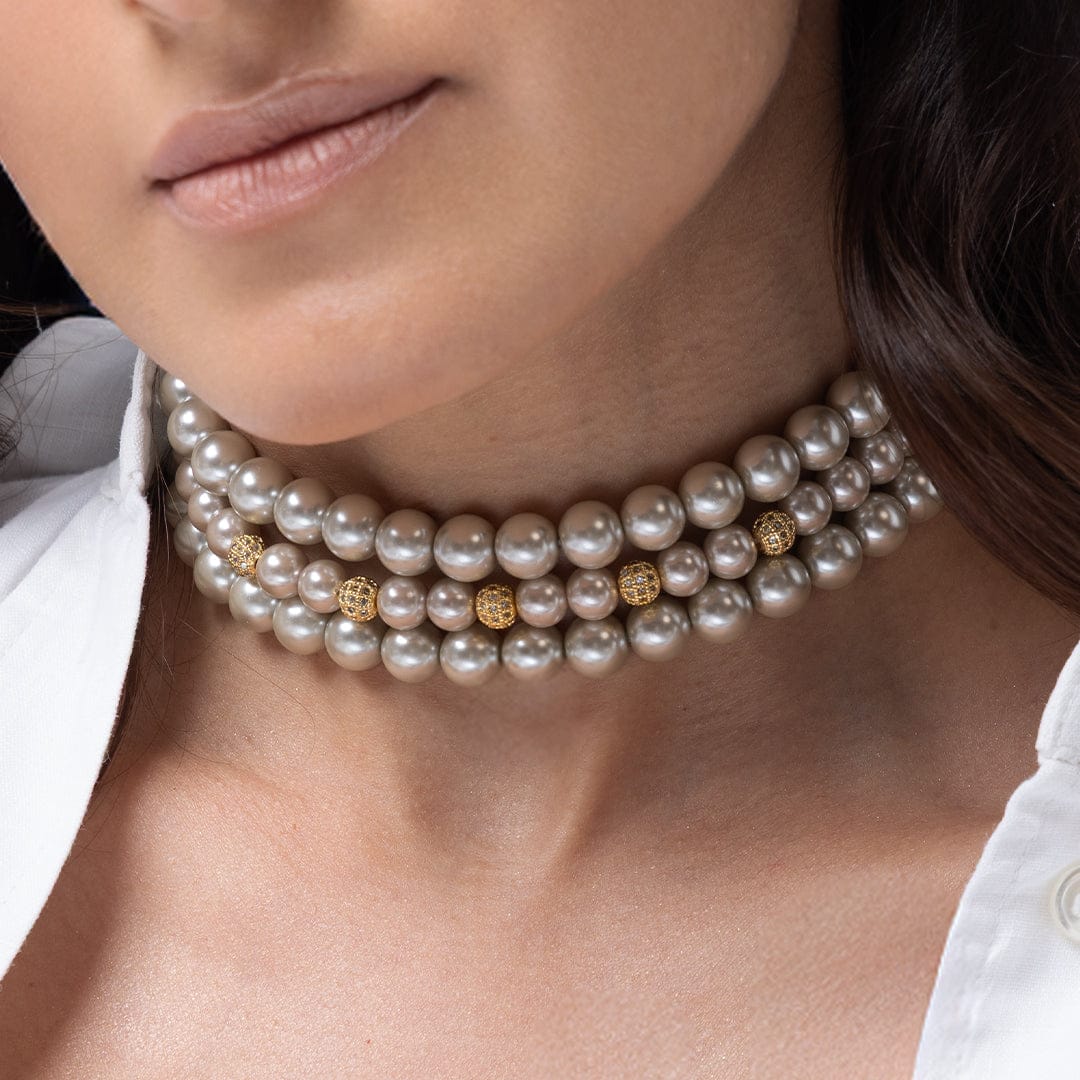 Tiered Pearl Choker Necklace - Image 2