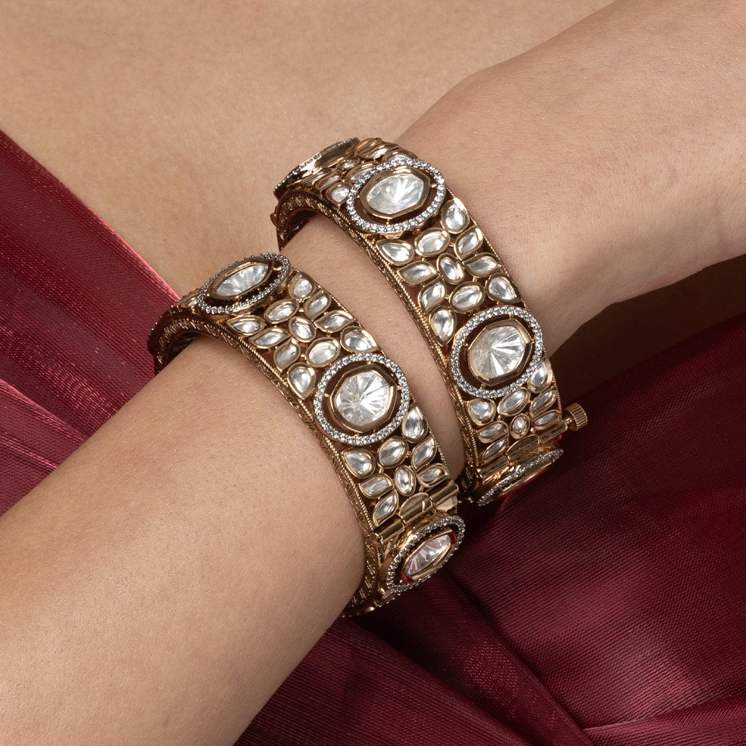 Traditional Uncut Stone Bangle Pair - Image 4