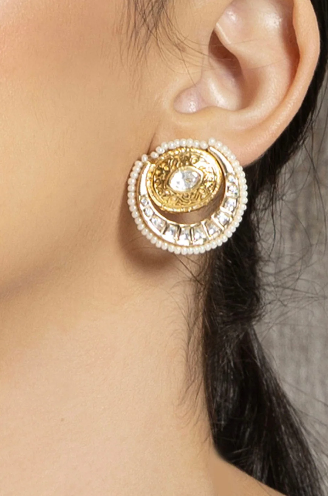 Transcendent Polki And Pearl Studs