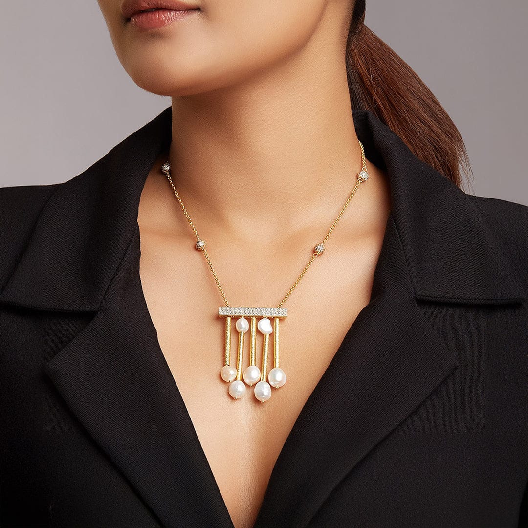 Gold Finish Freshwater Pearl Necklace